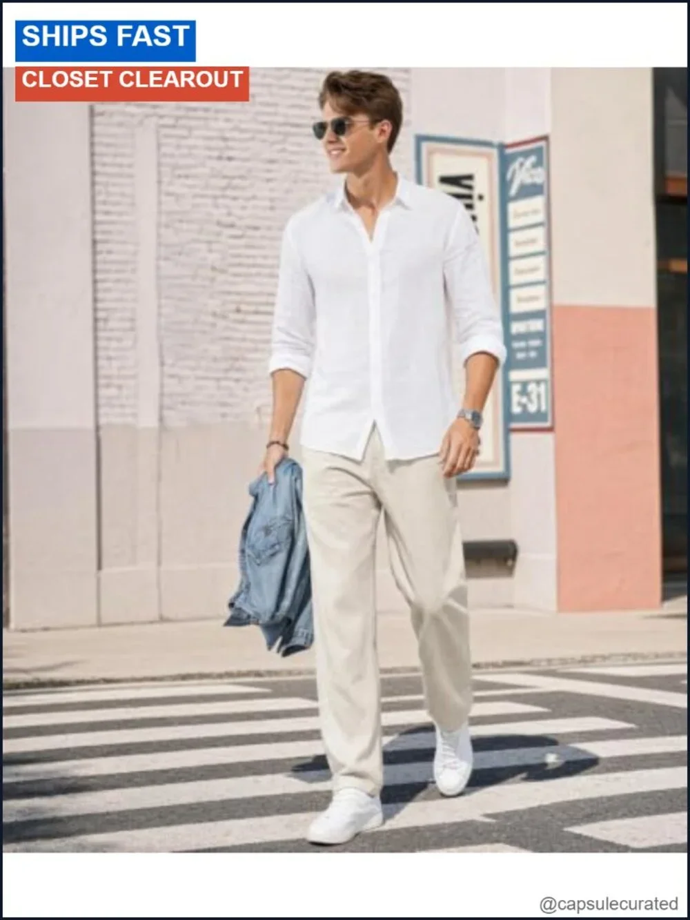 Men's 100% Linen Casual Tapered Pants Side Tab Adjustable